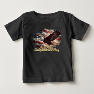 Camiseta De Bebé Águila del 4 de Julio con bandera americana