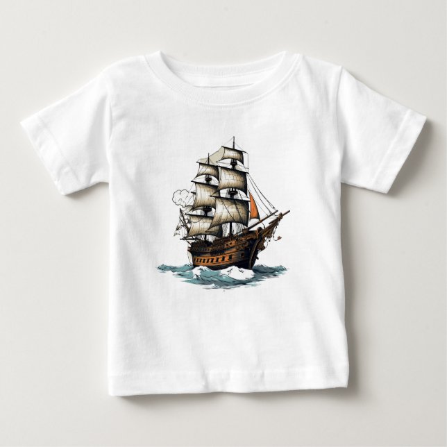 Camiseta De Bebé ¡Ah del barco! Cumpleaños 8 del Barco Pirata (Anverso)