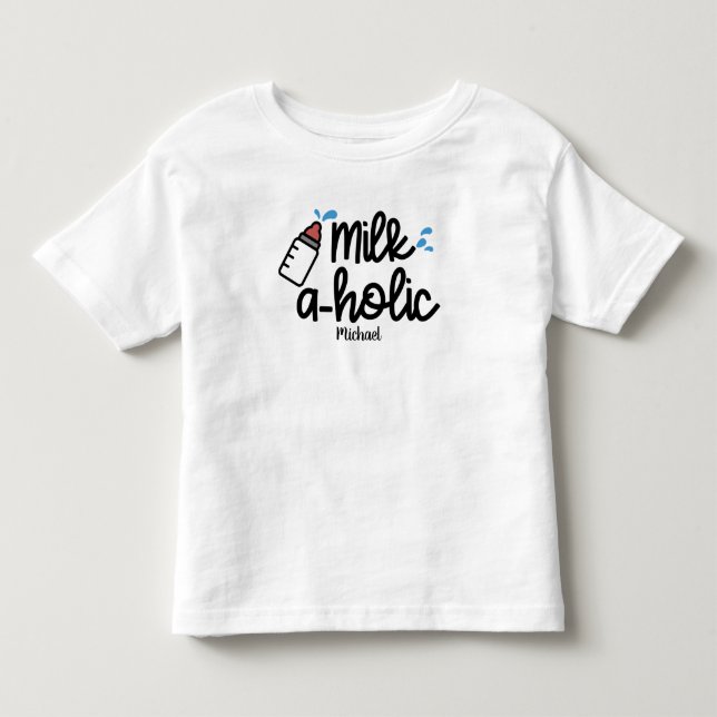 Camiseta De Bebé Aholic de Leche Personalizada Divertida (Anverso)