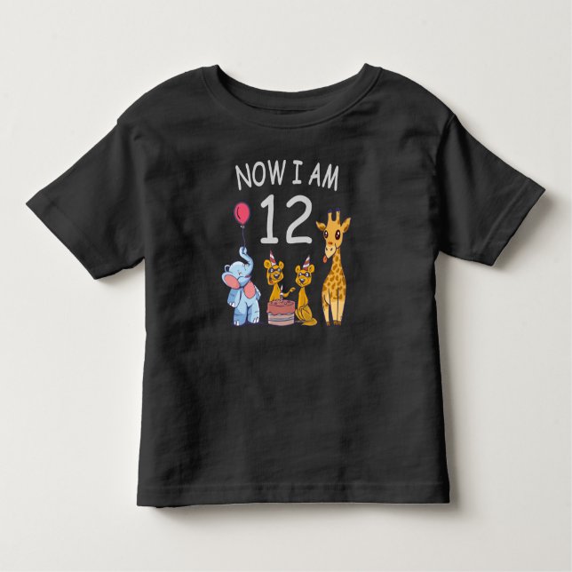 Camiseta De Bebé Ahora tengo 12 años Cumpleaños 12 en el Zoológico (Anverso)