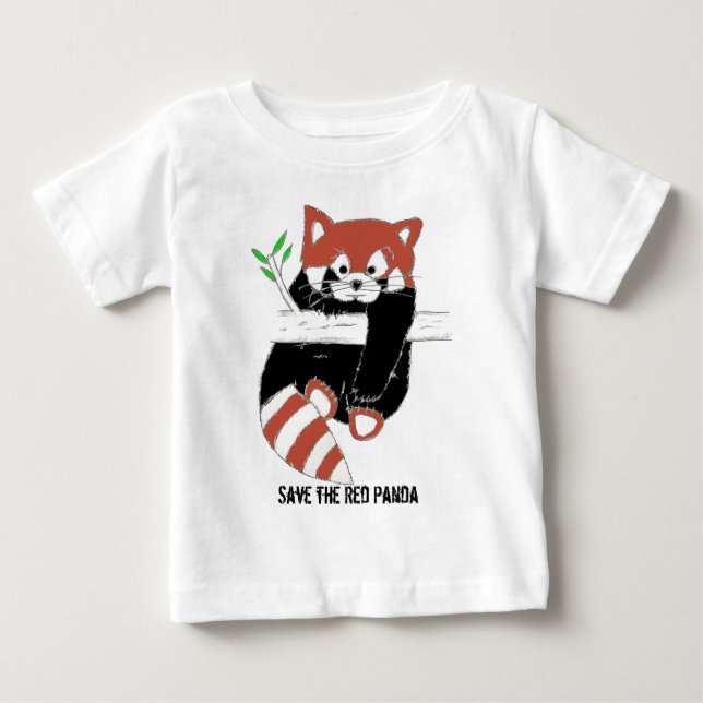 Camiseta De Bebé Ahorre la panda roja aka FireFox (Anverso)