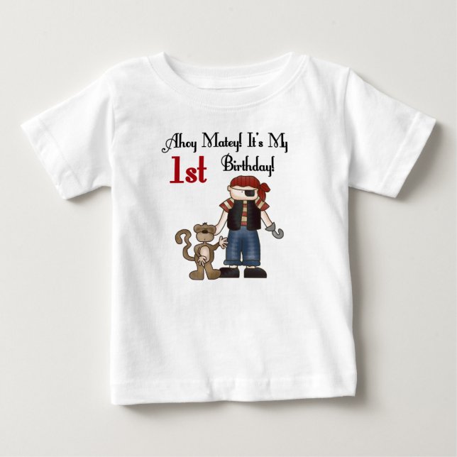Camiseta De Bebé Ahoy 1r cumpleaños del pirata afable (Anverso)