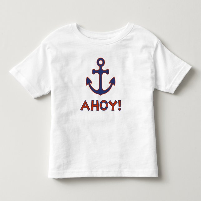 Camiseta De Bebé ¡AHOY! Buoy + Anchor Diseño Rojo+Azul (Anverso)