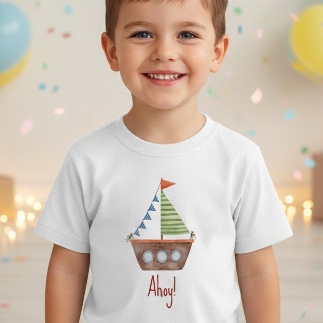 Camiseta De Bebé Ahoy niños náuticos acuarela  (Subido por el creador)
