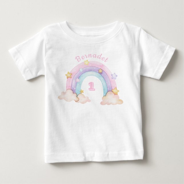 Camiseta de bebé al cumpleaños del arcoiris (Anverso)