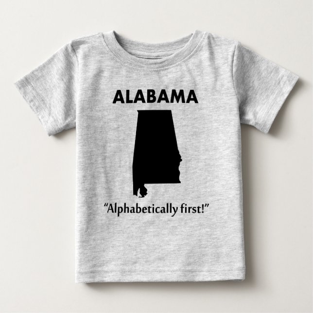 Camiseta De Bebé Alabama - Primero alfabéticamente (Anverso)
