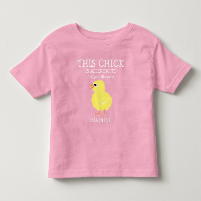 Camiseta De Bebé Alarma personalizada polluelo de la alergia de (Anverso)