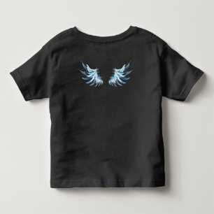 Camiseta De Bebé Alas del Ángel Azul brillante sobre fondo negro