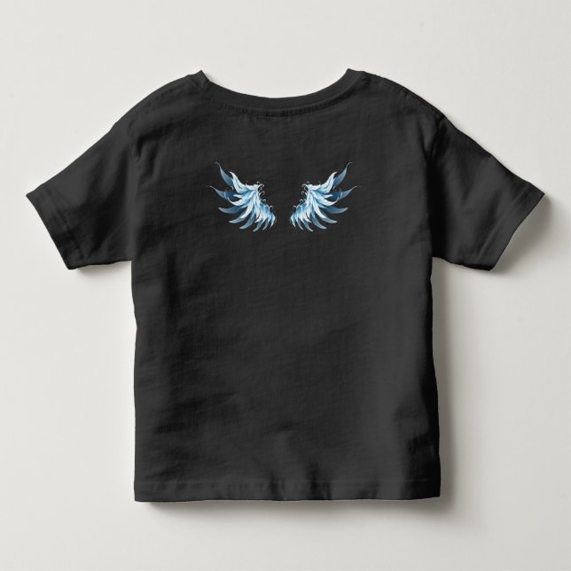 Camiseta De Bebé Alas del Ángel Azul brillante sobre fondo negro (Reverso)