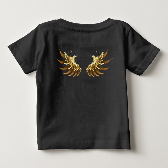 Camiseta De Bebé Alas del Ángel de Oro sobre fondo negro (Reverso)