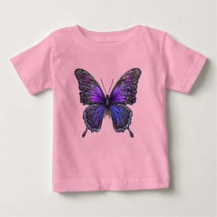 Camiseta De Bebé Alas Twinkling: Mariposa espumosa púrpura