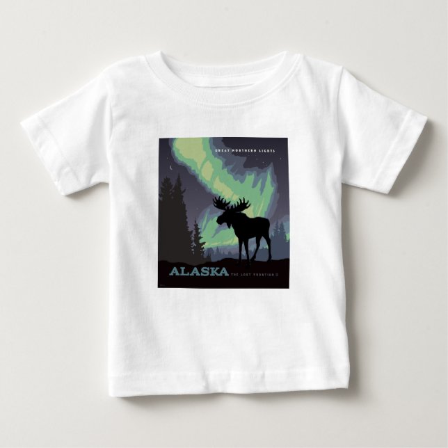 Camiseta De Bebé Alaska | Moose de las luces del norte (Anverso)