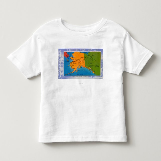 Camiseta De Bebé AlaskaGreetings del mapa de Alaska (Anverso)