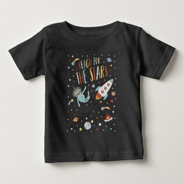 Camiseta De Bebé Alcance de las estrellas - Espacio eslogan (Anverso)