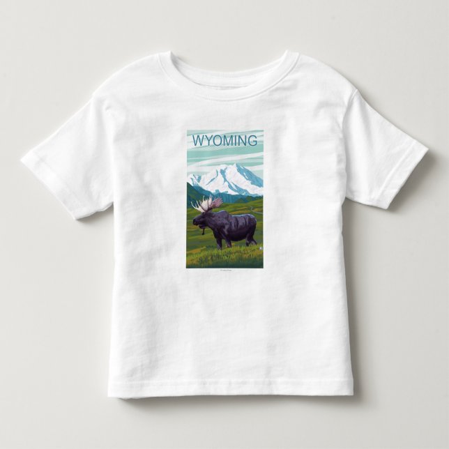 Camiseta De Bebé Alces con MountainWyoming (Anverso)