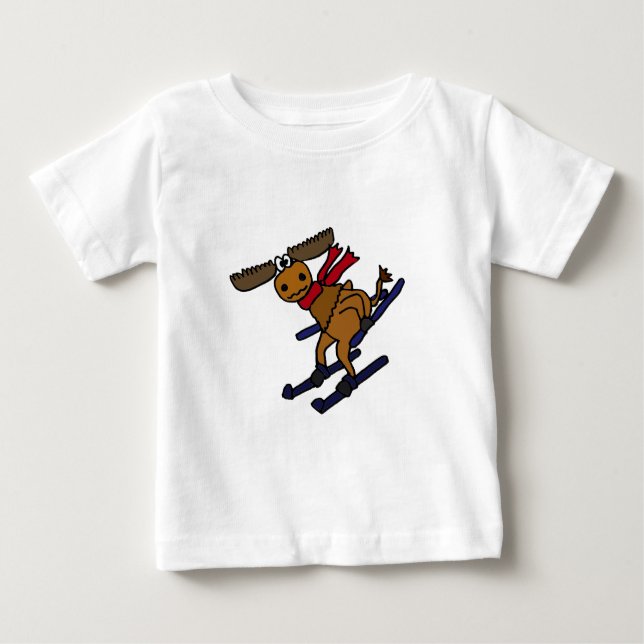 Camiseta De Bebé Alces divertidos del esquí (Anverso)