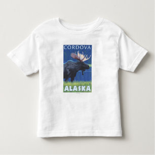 Camiseta De Bebé Alces en la noche - Cordova, Alaska