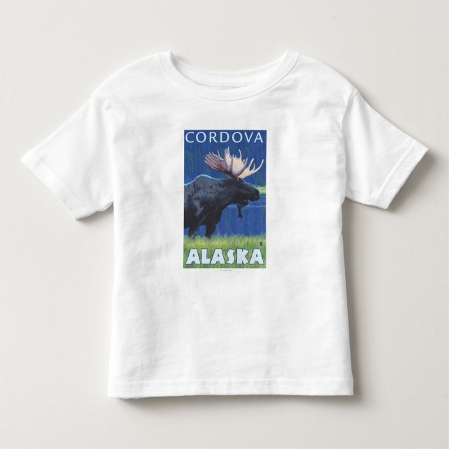 Camiseta De Bebé Alces en la noche - Cordova, Alaska (Anverso)
