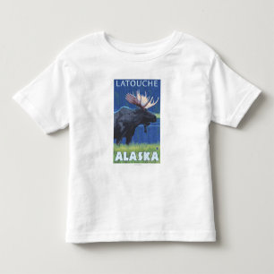 Camiseta De Bebé Alces en la noche - Latouche, Alaska