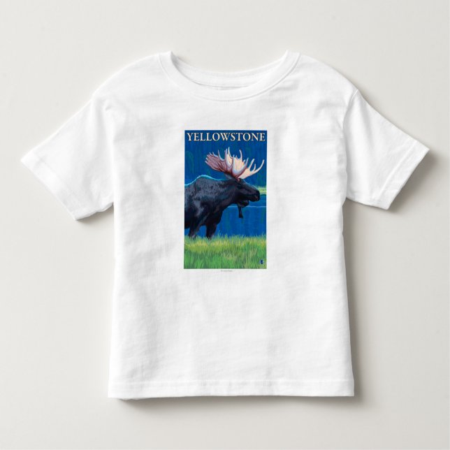 Camiseta De Bebé Alces en la noche - parque nacional de Yellowstone (Anverso)