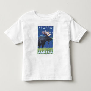 Camiseta De Bebé Alces en la noche - Seward, Alaska