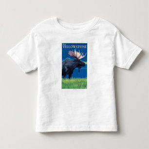 Camiseta De Bebé Alces en la noche - Yellowstone del oeste, Montana
