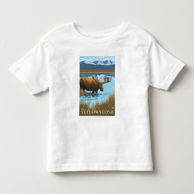 Camiseta De Bebé Alces que beben en el lago - Yellowstone del (Anverso)