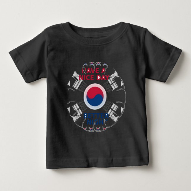 Camiseta De Bebé Alegre diseño de arte de bandera coreana "Ten un b (Anverso)