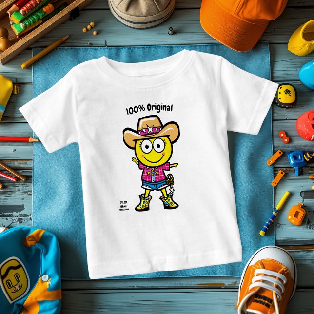 Camiseta De Bebé Alegre Emoji de Vaquera - cuerpo completo vibrante (Subido por el creador)