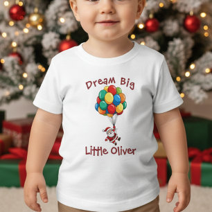 Camiseta De Bebé Alegre Santa Claus volando con globos Navidad
