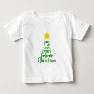 Camiseta De Bebé Alegría, amor, paz, creencia, Navidades