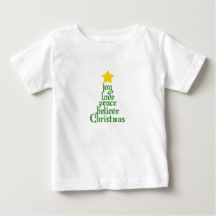 Camiseta De Bebé Alegría, amor, paz, creencia, Navidades