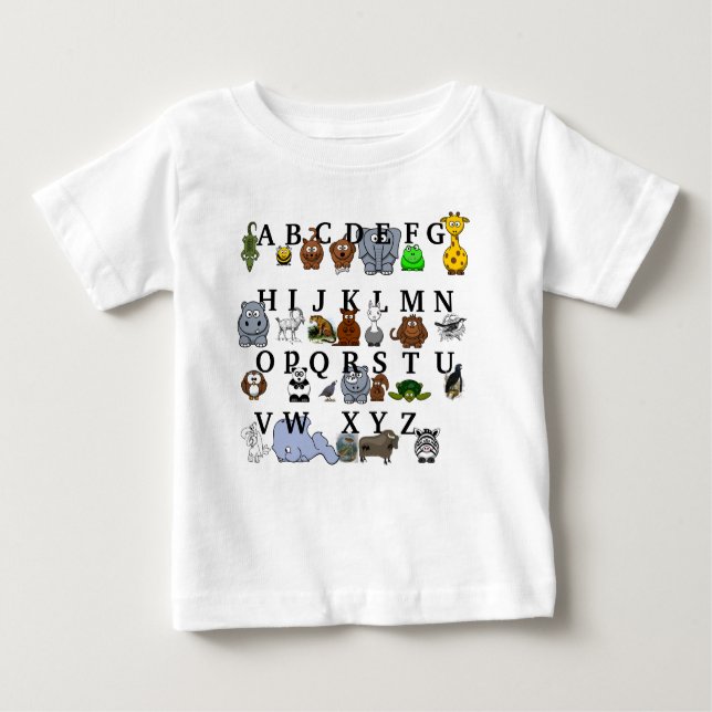 Camiseta De Bebé Alfabeto animal (Anverso)