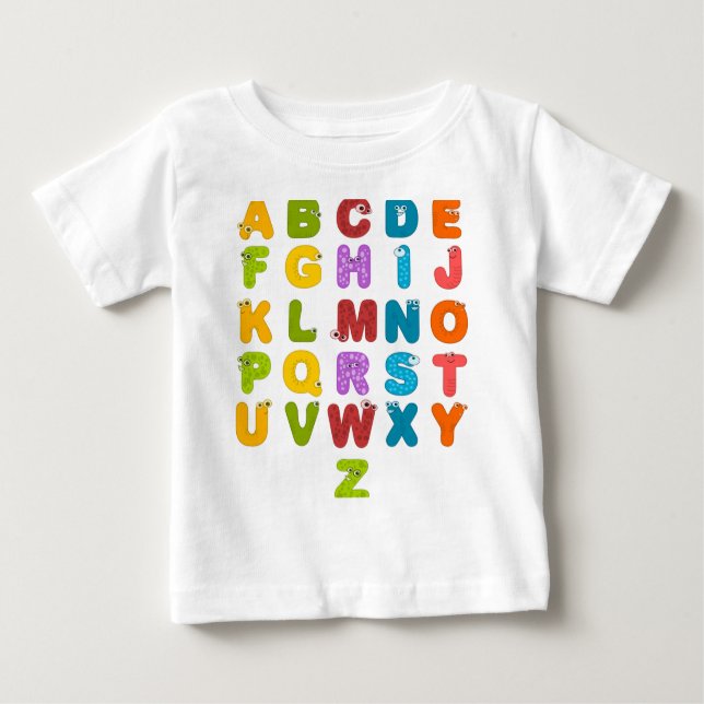 Camiseta De Bebé alfabeto Animal Letters Zoo Niños Nursera Infantil (Anverso)