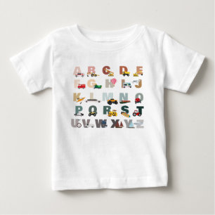 Camiseta De Bebé Alfabeto lindo de camiones ABC, vehículos de trans