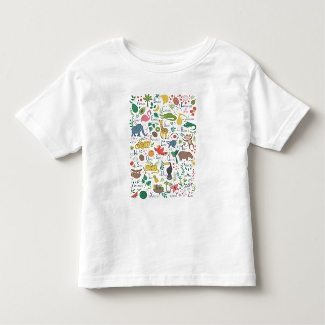 Camiseta De Bebé Alfabeto tropical para niños (Anverso)