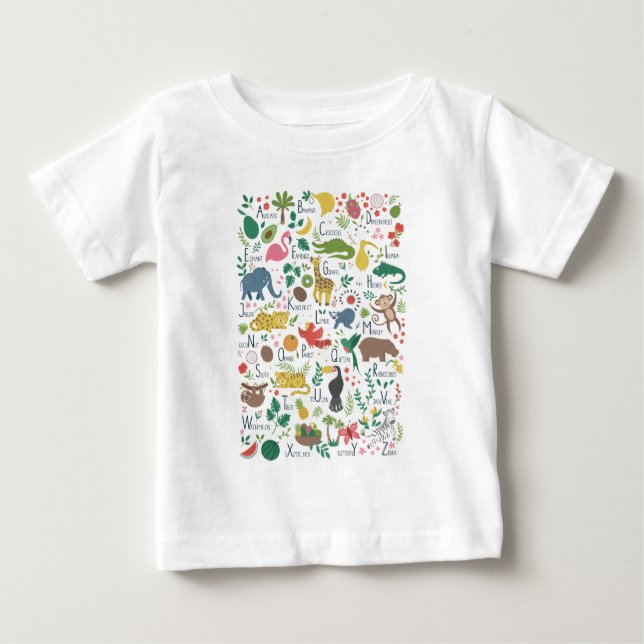 Camiseta De Bebé Alfabeto tropical para niños (Anverso)