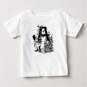 Camiseta De Bebé Alfabeto vintage Carta A Flores chicas victorianas