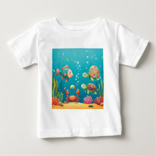 Camiseta De Bebé Algas marinas de la tortuga de cangrejo submarino