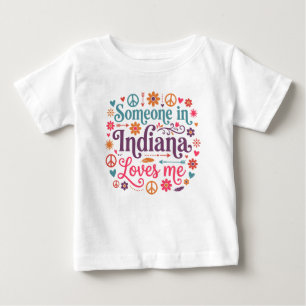 Camiseta De Bebé Alguien en Indiana Me Ama Diseño Boho Hippie