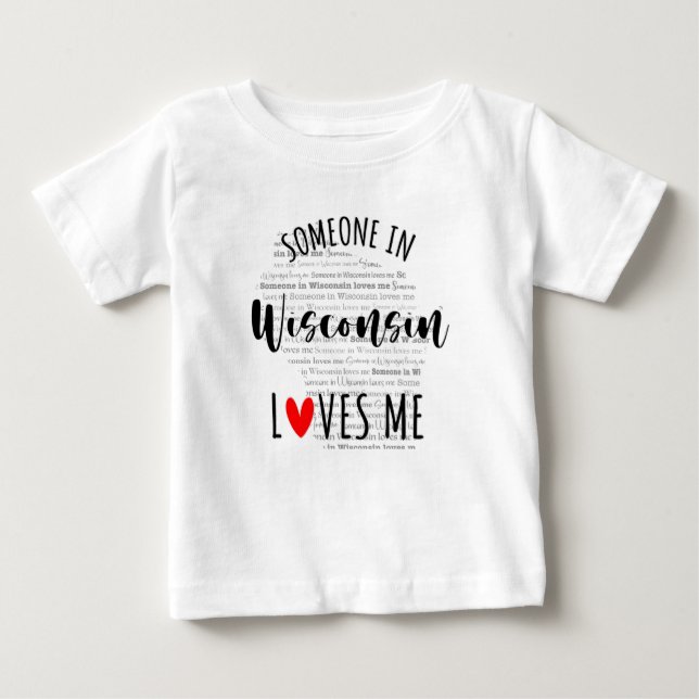 Camiseta De Bebé Alguien En Wisconsin Me Ama Mapa Camiseta Bebé (Anverso)