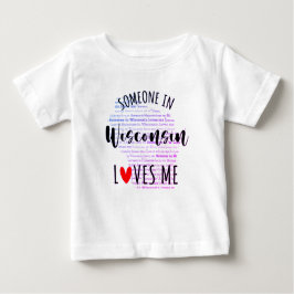 Camiseta De Bebé Alguien En Wisconsin Me Ama Mapa Camiseta Bebé