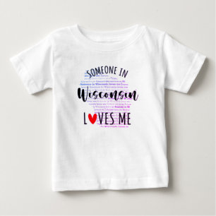 Camiseta De Bebé Alguien En Wisconsin Me Ama Mapa Camiseta Bebé