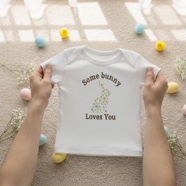 Camiseta De Bebé Alguno conejo te ama camiseta floral para bebé