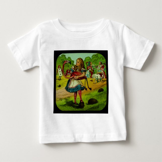 Camiseta De Bebé Alicia en croquet del flamenco del país de las (Anverso)