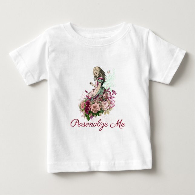 Camiseta De Bebé Alicia en el país de las maravillas con la floral  (Anverso)