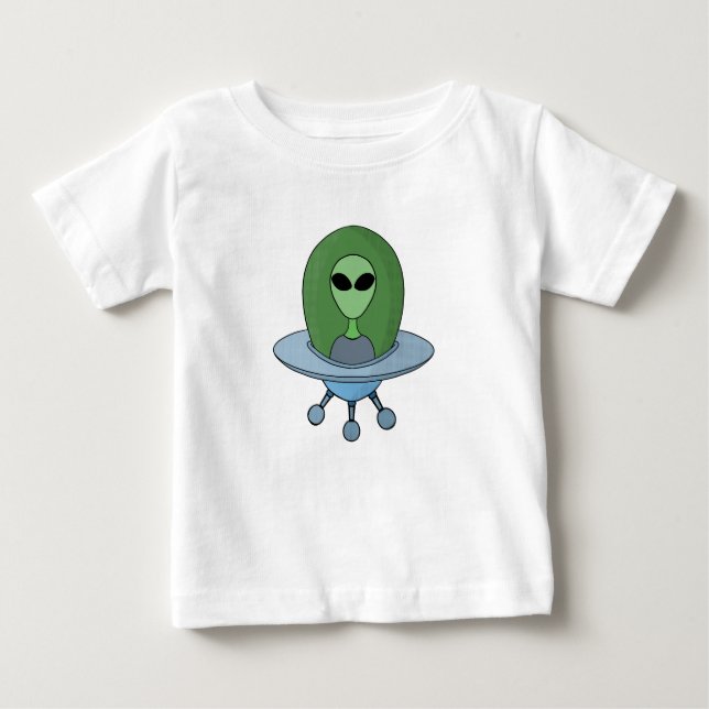 Camiseta De Bebé Alien en su pequeña nave espacial (Anverso)