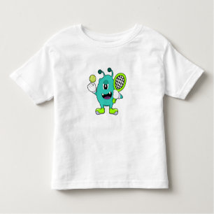 Camiseta De Bebé Alien en tenis con raqueta de tenis