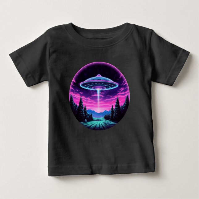 Camiseta De Bebé Alien Spaceship Retro Futurista (Anverso)