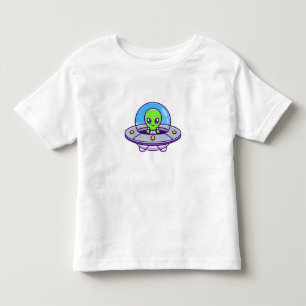 Camiseta De Bebé Alienígena lindo volando en OVNI